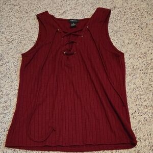 Rue21 Size M Women's Deep Red Lace-Up Tank Top